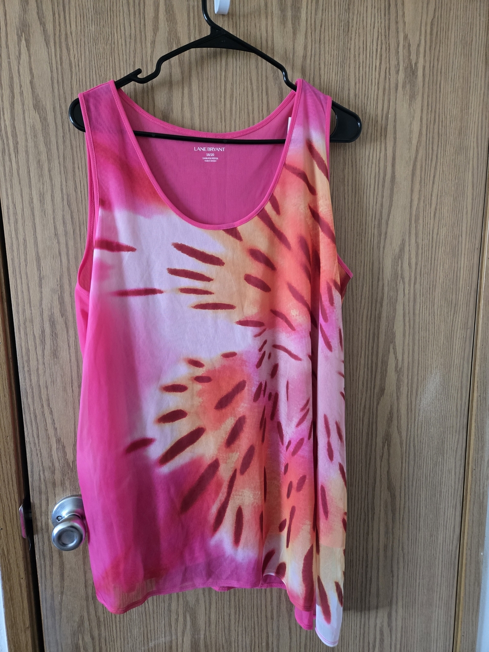Lane Bryant Pink and Coral Tie-Dye Tank Top